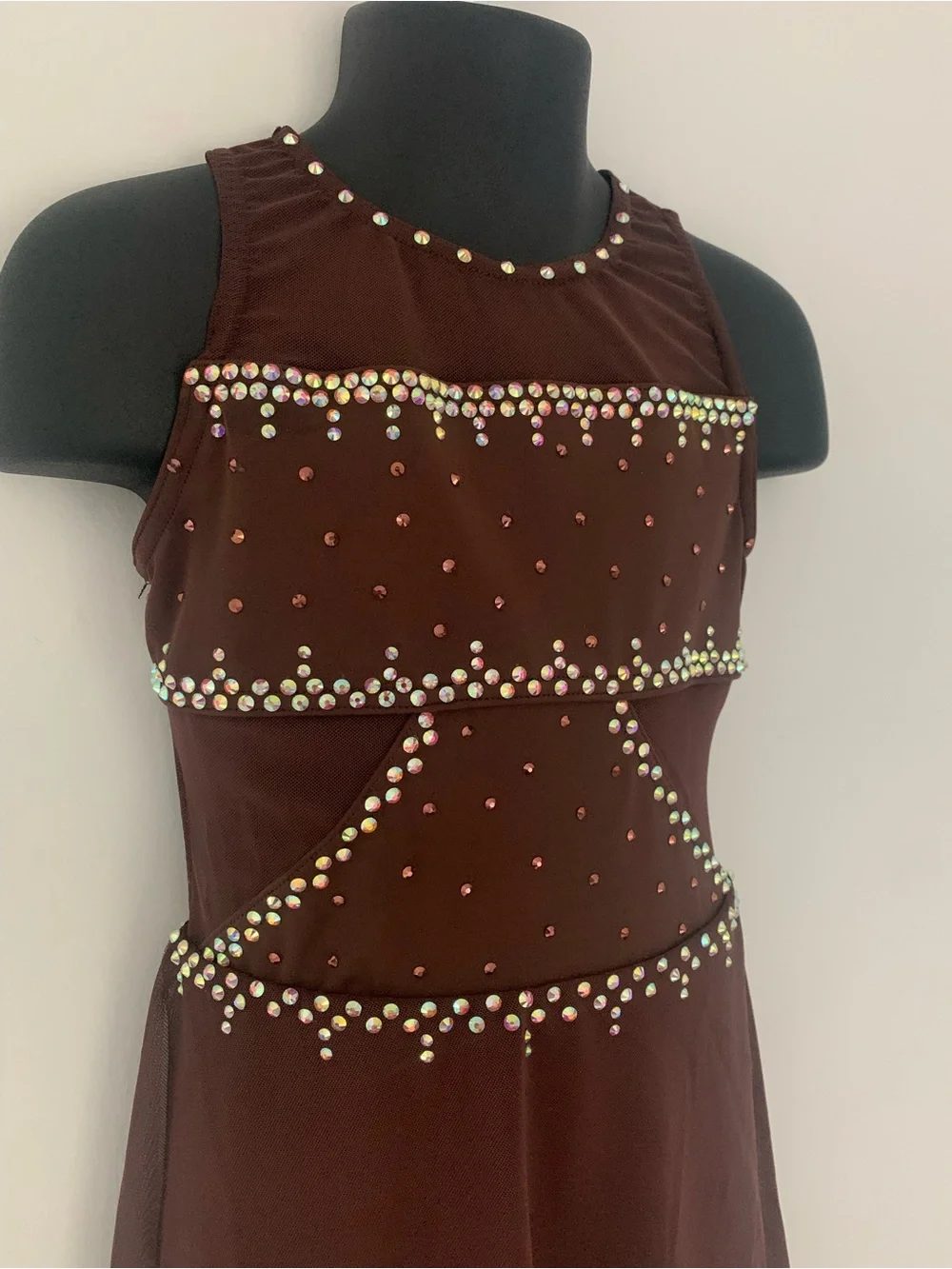 Brown Rhinestone Dance Costume: Child Size 6/6X, Lyrical Contemporary